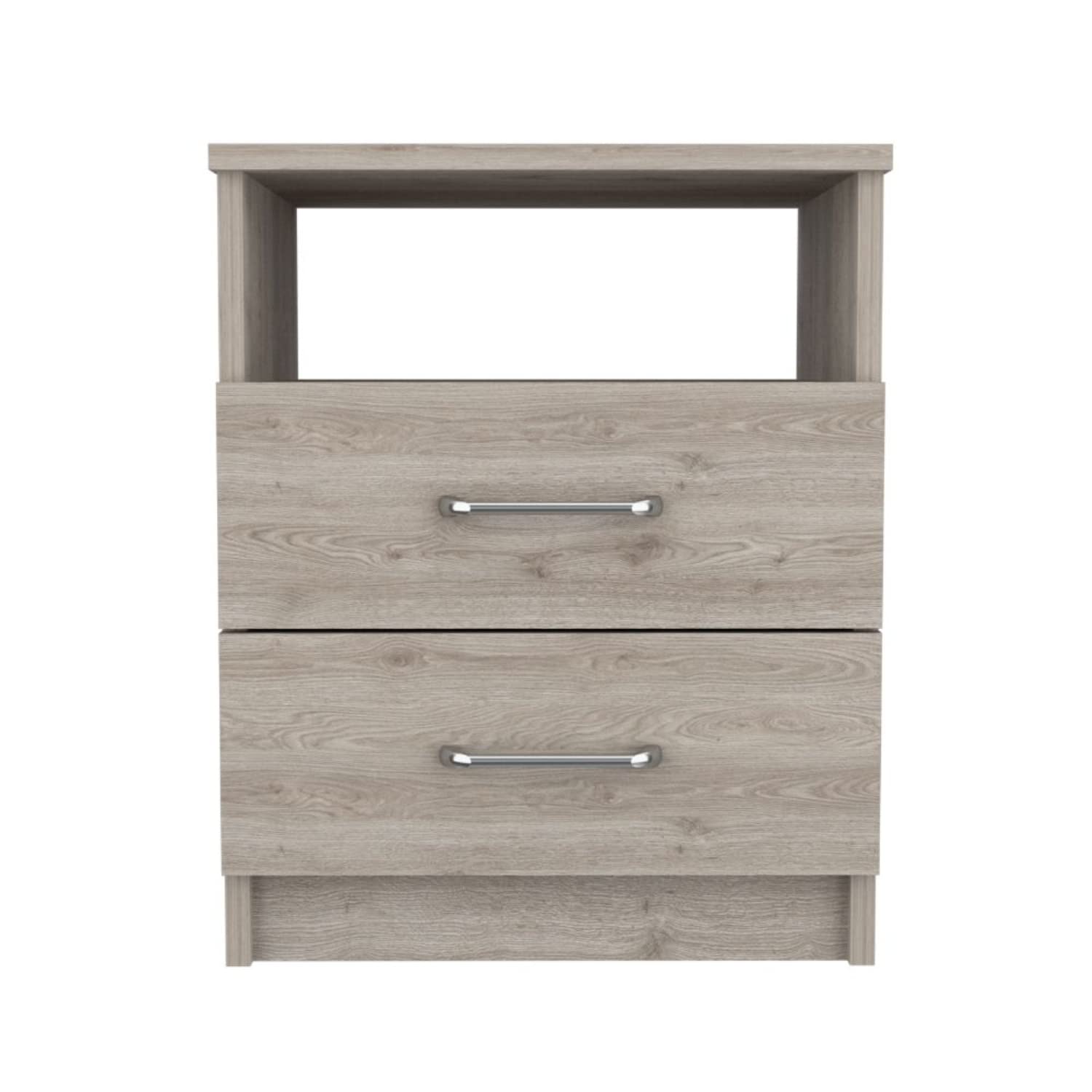 Nightstand 20" H, 2 Drawers, 1 Shelf, Superior Top, Light Gray